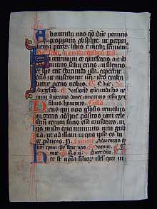 Mittelalterliches Breviarium Blatt, Manuskript und Malerei um 1300 A.D. Nordfrankreich. 