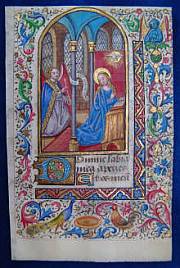 "ANNUNCIATION". Illuminated Manuscript on vellum