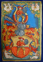 Renaissance. Superb COAT of ARMS, Miniature, dated about 1550 A.D. Nuremberg, German.