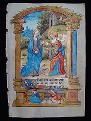 Original MEDIEVAL Vellum leaf, *VISITATION * Visitatio Mariae* dated about 1510-20 A.D.