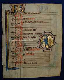 Mittelalterliches Pergament, Manuskript aus einem Stundenbuch, Medieval vellum, Utrecht 13th-century