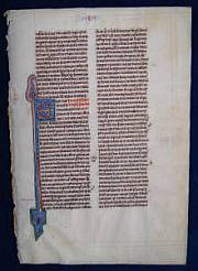 Mittelalterliches Manuskript Blatt aus einer Lateinischen Perlbibel