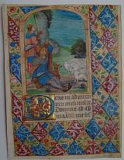Illuminiertes Manuskript auf Pergament, Paris, Frankreich,  um 1480 A.D. "Verkündigung an die Hirten"
