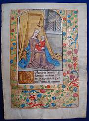 Illuminiertes Manuskript auf Pergament, "Madonna mit Kind", Frankreich, um 1490 A.D.
