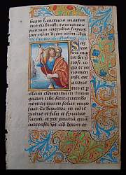 Original  Renaissance Stundenbuch-Blatt mit Miniatur-Malerei , "Hl. CHRISTOPHERUS", um 1510-1520 A.D.