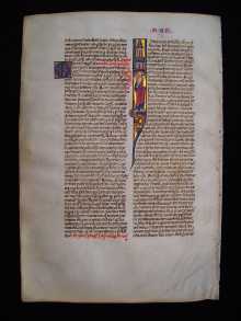 Bibel Einzelblatt, Original aus dem Mittelalter,  um 1250 A.D. Frankreich.
