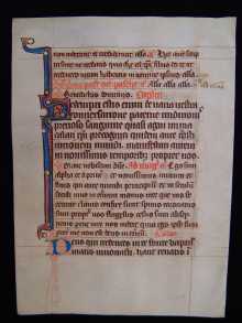 Mittelalterliches Breviarium Blatt, Manuskript und Malerei um 1300 A.D.